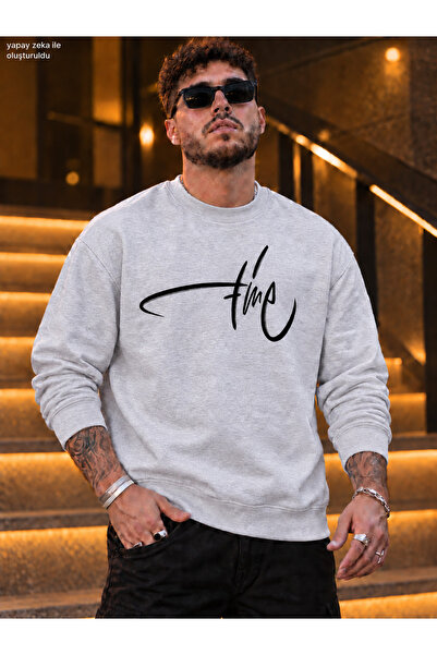 caddekombin Men's White Time Signature Printed Crew Neck Casual Regular Fit S...