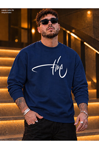 caddekombin Men's White Time Signature Printed Crew Neck Casual Regular Fit S...