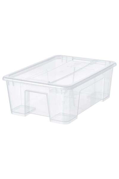 Generic Storage Box with Lid, Transparent, 39x28x14 cm / 11 L