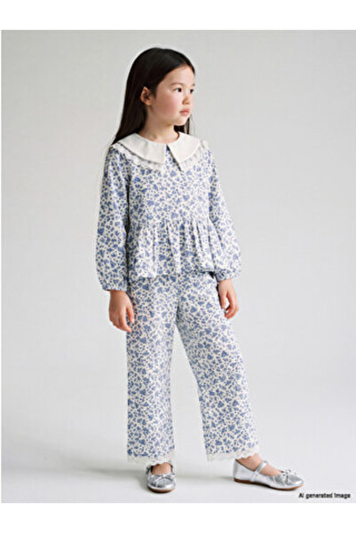 LC Waikiki Ecru Floral Girl's Blouse and Trousers