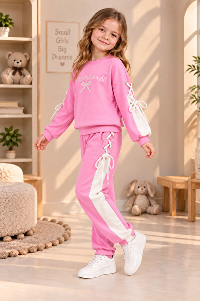 zepkids Girl's Pink Tracksuit Set Oysho Fabric Quality Sweatshirt Pants Draws...