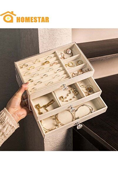 Generic Acrylic Jewelry Organizer Box with 3 Drawers, Clear Jewelry Boxes for...