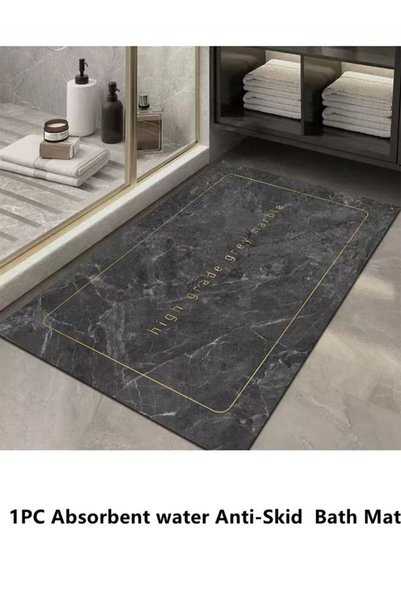 Generic 1-Piece Marble Print Bathroom Rug Absorbent Water Anti-Skid Bath Mat ...