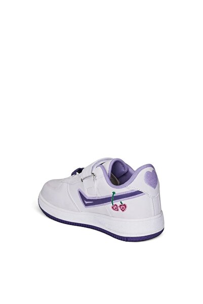 AlbiShoes Çocuk Işıklı Okul Günlük Spor Ayakkabı Kiraz Desenli Cırtlı Kaymaz Taban Rahat Sneaker