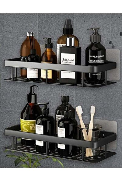 Generic 2-Pack Punch-Free Bathroom Shelves, Adhesive Wall-Mounted Shower Cadd...