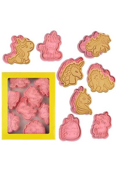 Generic 8 Piece Unicorn Cookie Cutter Set With Plunger Stamps - Unicorn Head ...