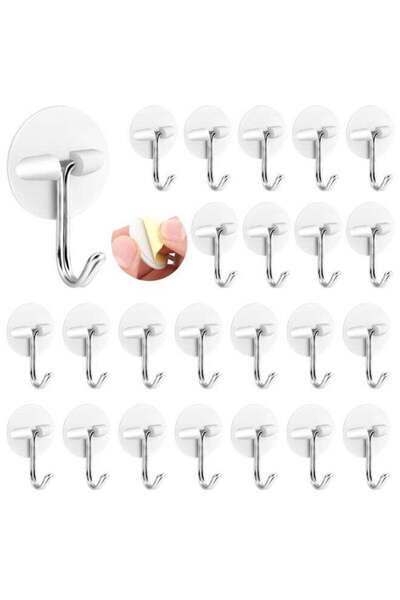 Generic 24Pcs White Round Self Adhesive Plastic Hooks, Waterproof Oil Proof M...