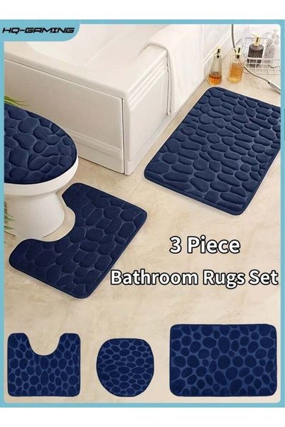 Generic Bathroom Rugs Sets 3 Piece, Cobblestone Flannel Mats Set Extra Thick,...
