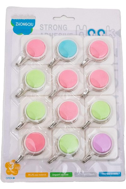 Generic Zhongqiu 12-Piece Adhesive Hooks for Kitchen, Bathroom, and Office