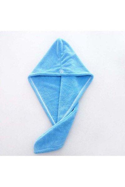 Generic Microfiber Hair Towel Wrap Blue 65x24cm