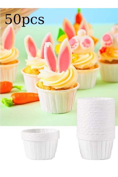 Generic 50 Standard-Size White Cupcake Liners, Greaseproof Baking Cups, Muffi...