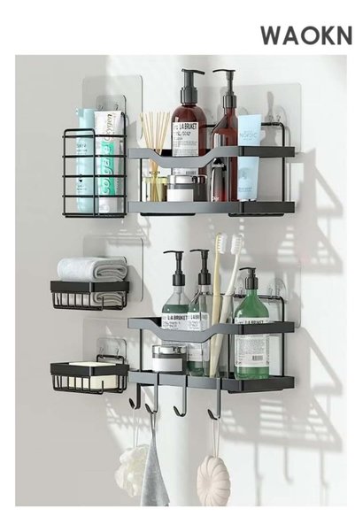 Generic Shower Caddy 5 Pack, Adhesive Bathroom Organizer for Bathroom Storage...
