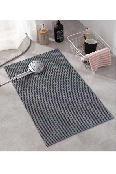 Generic 1-Piece Bathroom Non-Slip Bath Mat Shower Mat PVC Grey 60x40 Centimeter
