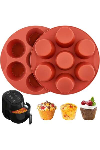 Generic 2 Pack Silicone Egg Bite Molds, Air Fryer Muffin Pans 7-Cup Round Cup...