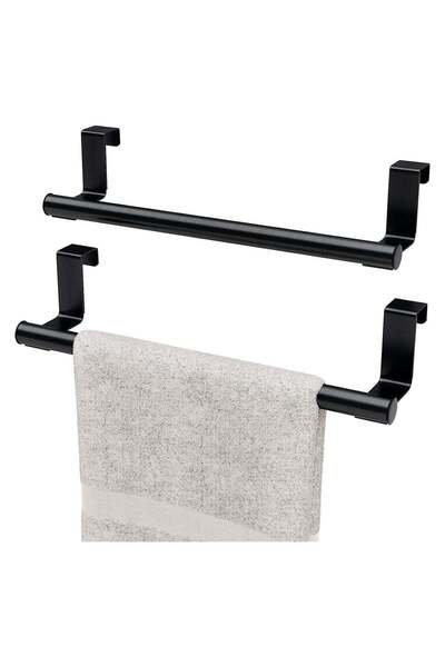 Generic 2 Pack Over the Door Towel Rail, Black Kitchen Holder with Protective...
