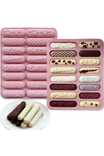 Generic 1PCS Finger Biscuit Silicone Chocolate Molds 16 Cavities Cereal Bars ...