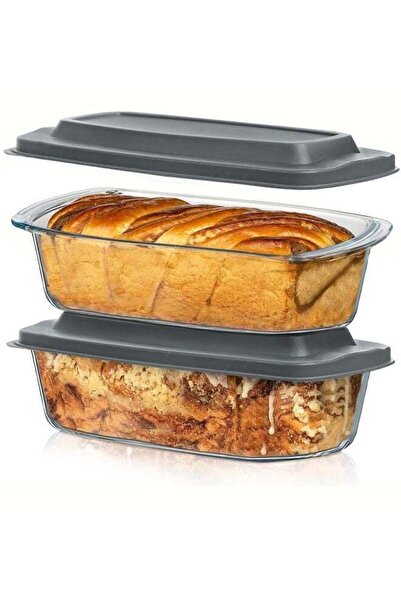 Generic 7.6 Cups/1800 ML/1.9 Qt Glass Loaf Pan with Lids (Set of 2) - Meatloa...