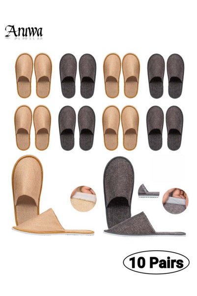 Generic 10 Pairs Spa Slippers Non Slip Disposable Slippers, Multicolor Linen ...