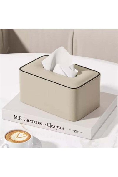 Generic Tissue Box, PU Leather Tissue Holder with Lid, Facial Tissue Case Nap...