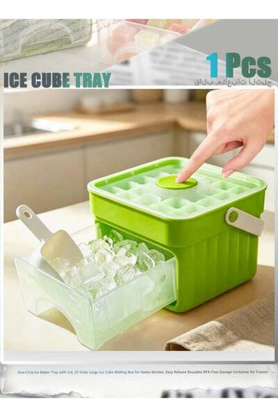 Generic One-Click Ice Maker Tray with Lid, 25 Grids Large Ice Cube Making Box...