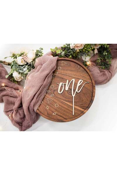 Generic ARS Rustic Wood First Birthday Cake Topper, 1/2x7 inch Wood First Bir...