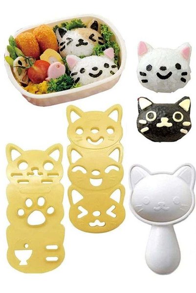 Generic Cat Pattern Rice Ball Mold Set DIY Sushi Bento Mould with Nori Punch ...