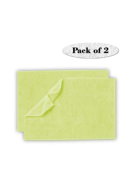 Generic Set of 2 Chenille 50 x 80 cms Non Slip Extra Soft Floor Rugs Lime Green