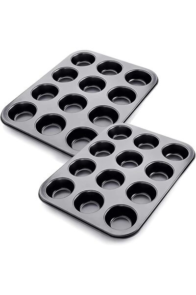 Generic ECVV 2 Pack Non-Stick Carbon Steel Muffin Pan - 12 Cup Cupcake Baking...