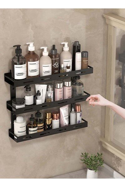 Generic 3 Layers Bathroom Shelf No Drilling Wall Mounted Bath Storage Rack Ca...