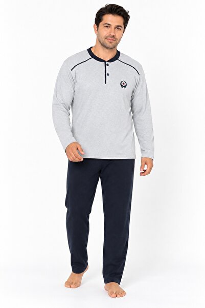 CottonVia Muški pidžama set veće veličine, 100% pamuk, interlock, ovratnik sa...