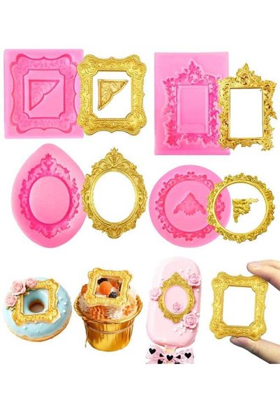 Generic 4 Pcs Picture Frame Mold, Baroque Frame Chocolate Mold Vintage Photo ...
