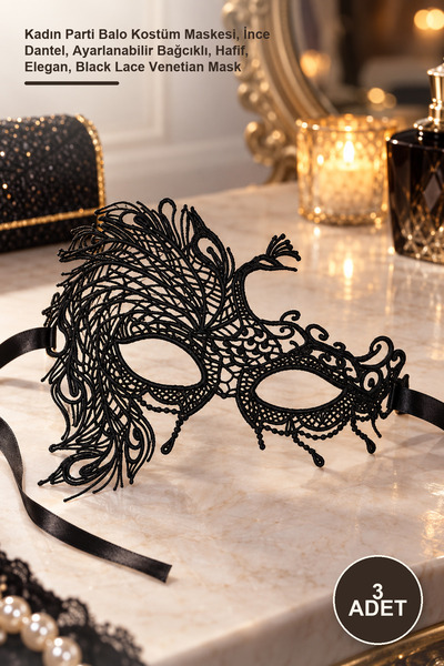 Yenilig 3 Pieces Black Lace Venetian Mask – Women's Party Prom Costume Mask, ...