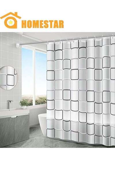 Generic Transparent Shower Curtain, Square Printed Design, Eco-Friendly Water...
