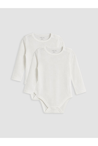 LC Waikiki Two Mt Shop Quality Lcw Baby White 2-Piece Baby Girl Snap-On Bodysuit