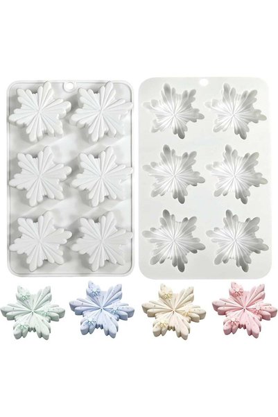 Generic Snowflake Silicone Molds, 2 PCS Snowflake Soap Molds, 12 - Cavities S...