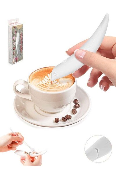 Generic Latte Art Pen, White Spice Pen Electric Coffee Pen for Latte & Food D...
