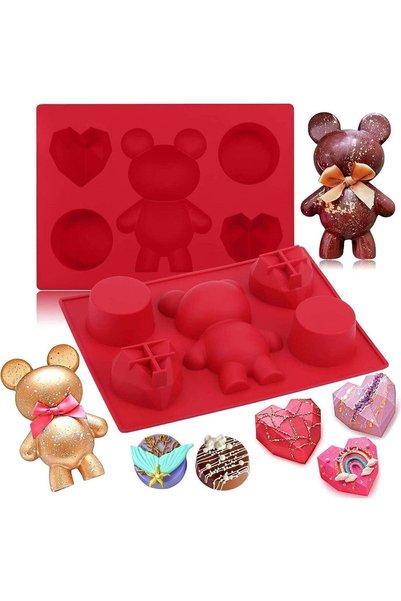 Generic Chocolate Molds Silicone for Bear Snack Treat Box, 2 Pcs Bear Diamond...