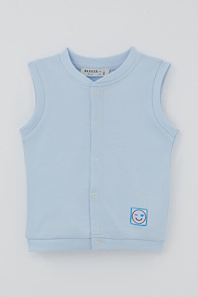Breeze Baby Boy Vest with Snap Fasteners, Blue Heart, Winking Emoji Emblem, 4...