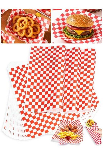 Generic 7x7 Inch Red White Checkered Grease Resistant Wax Paper Food Sandwich...