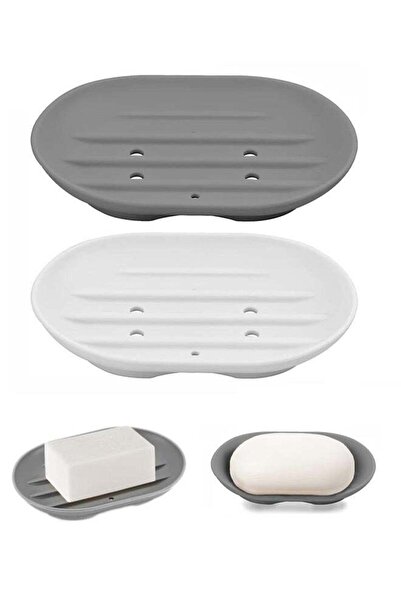 Generic 2 Pack Silicone Soap Dish Holder, Flexible Soap Box Self Draining, An...