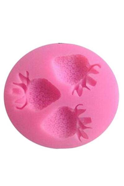 Generic Strawberry Shape Cake Decorating Mould Pink 5.2 x 5.2 x 1cm