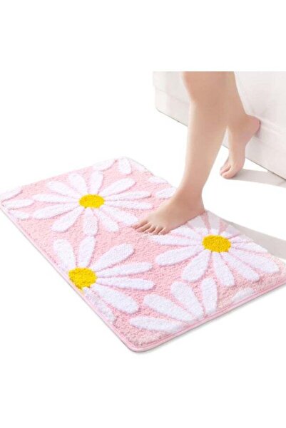 Generic Pink and White Daisy Bath Mat, Super Absorbent, Machine Washable, 24"...