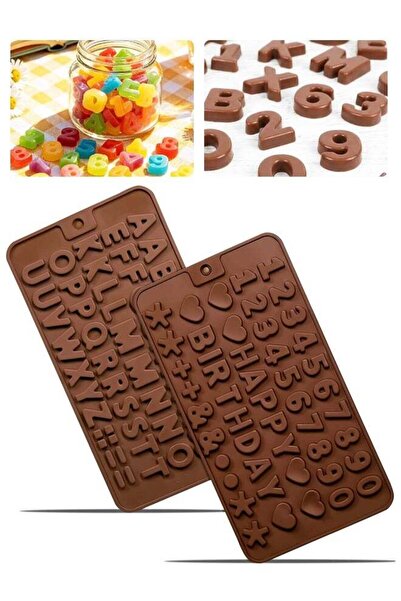 Generic 2 PCS Silicone Alphabet Number Molds, Reusable Chocolate Candy Mold f...