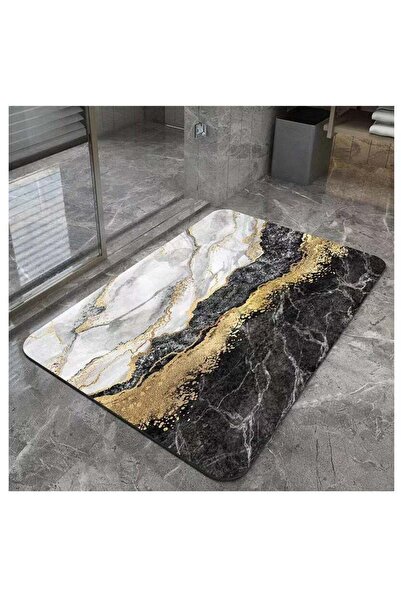 Generic 1-Piece Bathroom Marble Pattern Rug Water Absorbent Anti-Slip Floor M...