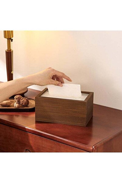 Generic Tissue Box Holder, Napkin Box, Home Living Room Table Walnut Tissue B...