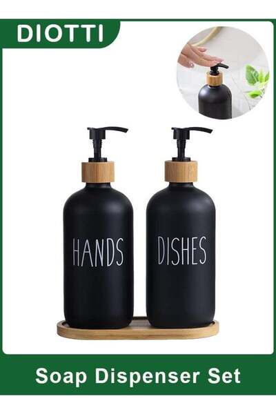 Generic Glass Soap Dispenser Set, 500ML Refillable Hand and Dish Soap Bottles...