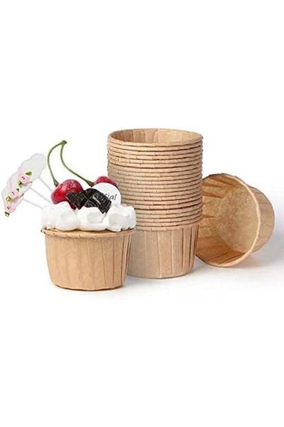 Generic 50 Standard-Size Brown Paper Cupcake Liners, Greaseproof Baking Cups,...