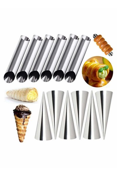 Generic Stainless Steel Cream Horn Molds for Cannoli and Pastry Rolls, 12 Pie...