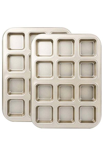 Generic kunshao 2 Pack Brownie Pan Mini Square Muffin Pan Nonstick 12 Cavity ...
