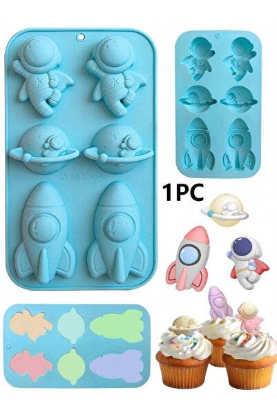 Generic Space Themed Silicone Mold, Astronaut Rocket Planet Fondant Mold, Cho...